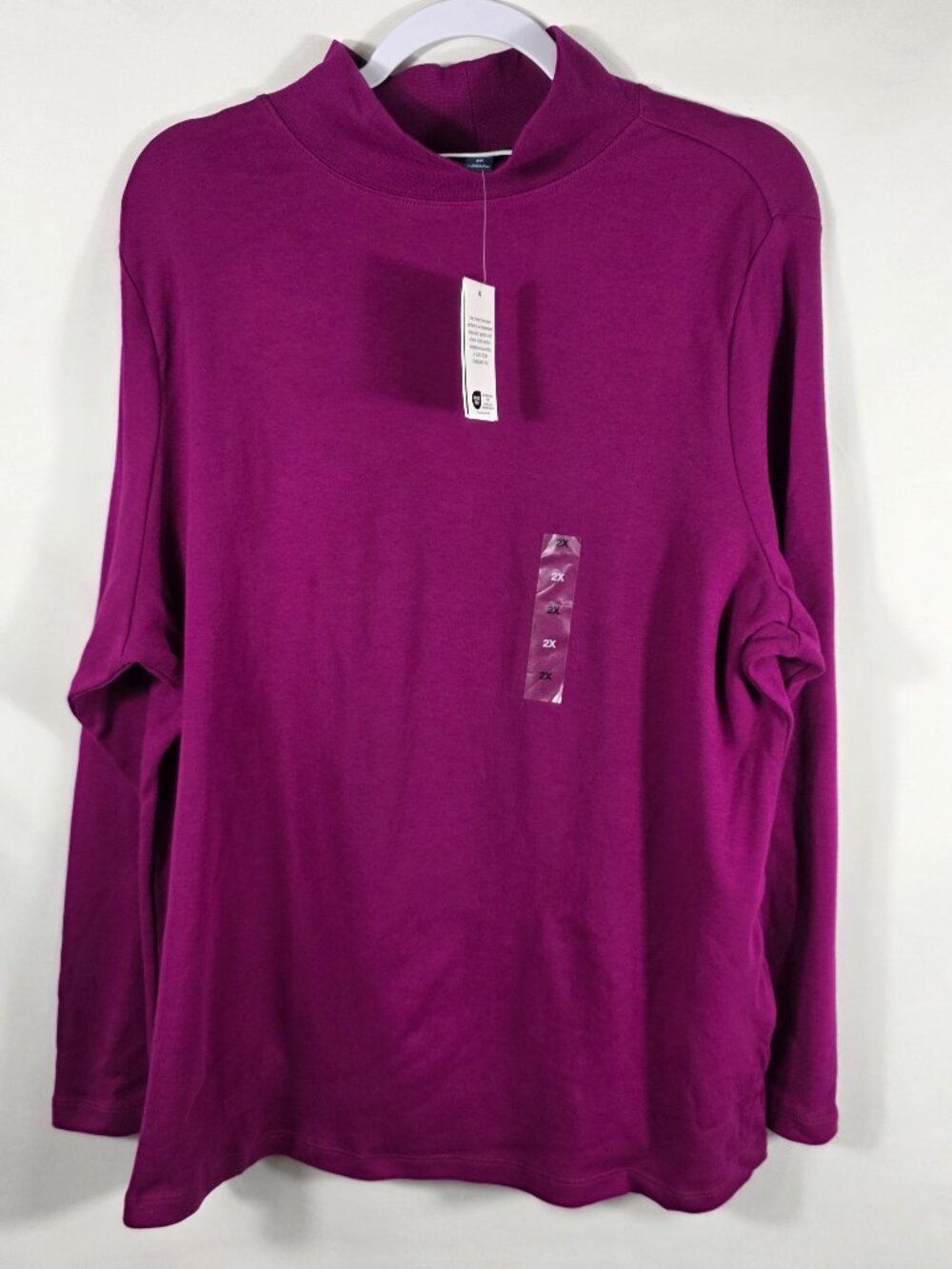 Karen Scott Mock Turtleneck Size 2X Fuchsia Oeko Tex Standard 100 NEW